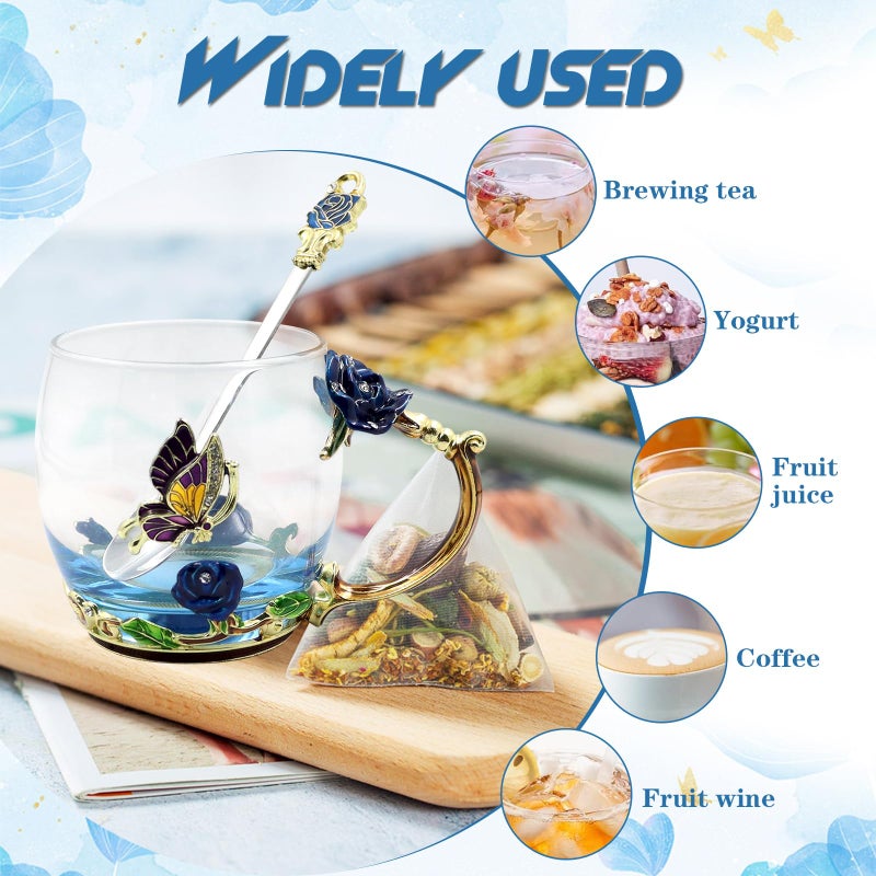 VANUODA Enamels Butterfly Flower Tea Cup,Glass Coffee Mug,Valentines Mothers Day Graduation Birthday Present Christmas Gifts for Women Mom Her Teacher - Image 5